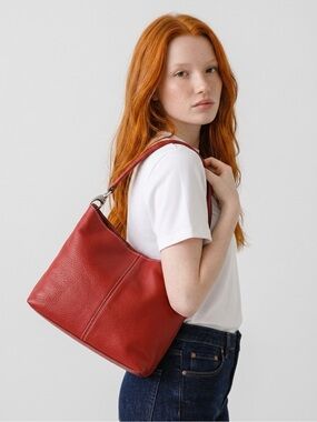 Maxima Red Leather Shoulder Hobo - Made in Italy